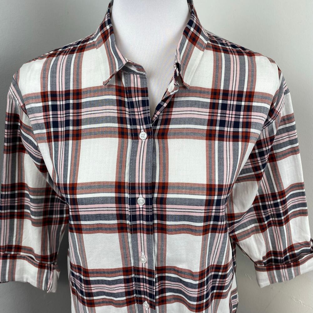 Barbour Plaid Bethwin Button Down Shirt in Cloud Check Size 4 - Picture 2 of 9